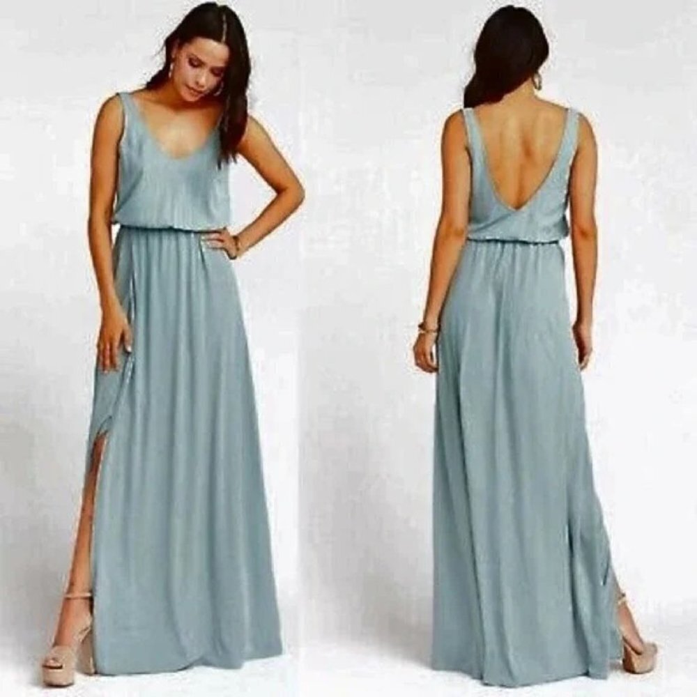 SHOW ME YOUR‎ MUMU Kendall Maxi Dress Silver Sage Sea Foam Bridesmaid